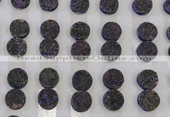 CGC110 12mm flat round druzy quartz cabochons wholesale