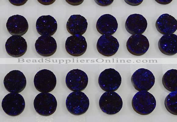 CGC111 14mm flat round druzy quartz cabochons wholesale