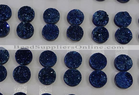 CGC114 14mm flat round druzy quartz cabochons wholesale