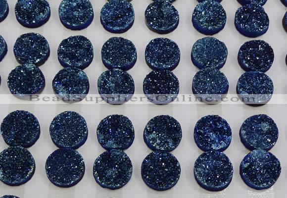 CGC126 16mm flat round druzy quartz cabochons wholesale