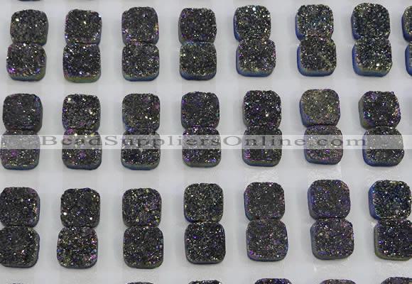 CGC228 12*12mm square druzy quartz cabochons wholesale