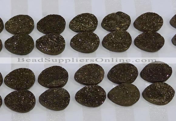 CGC265 15*20mm flat teardrop druzy quartz cabochons wholesale