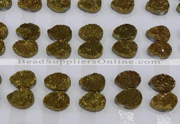 CGC268 15*20mm flat teardrop druzy quartz cabochons wholesale