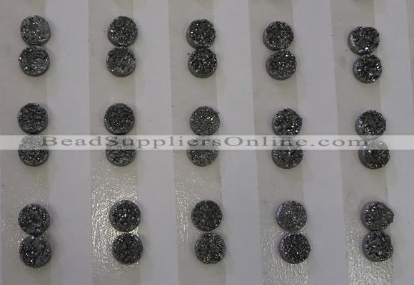 CGC72 6mm flat round druzy quartz cabochons wholesale