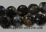 CGE123 15.5 inches 12mm flat round glaucophane gemstone beads