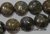 CGE125 15.5 inches 15mm flat round glaucophane gemstone beads