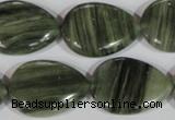 CGH15 15.5 inches 20*27mm flat teardrop green hair stone beads