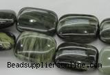 CGH27 15.5 inches 12*16mm rectangle green hair stone beads wholesale