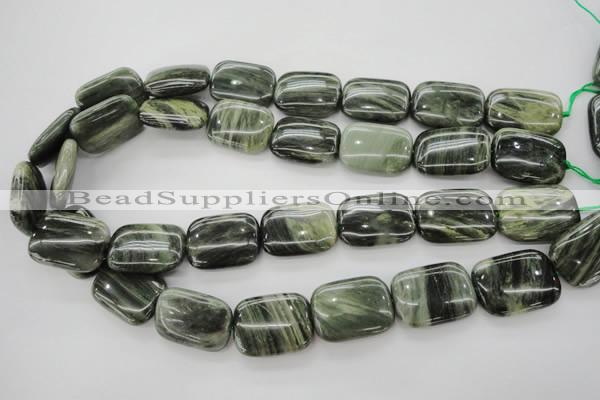 CGH27 15.5 inches 12*16mm rectangle green hair stone beads wholesale