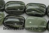 CGH30 15.5 inches 18*25mm rectangle green hair stone beads wholesale