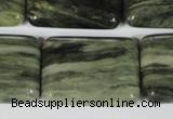 CGH31 15.5 inches 22*30mm rectangle green hair stone beads