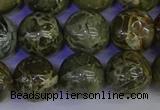 CGJ355 15.5 inches 14mm round green bee jasper beads wholesale