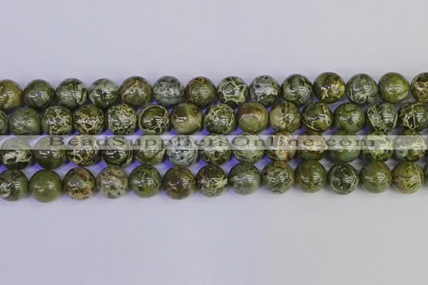 CGJ355 15.5 inches 14mm round green bee jasper beads wholesale