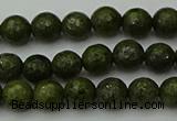 CGJ460 15.5 inches 4mm faceted round green jasper beads wholesale