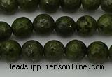 CGJ461 15.5 inches 6mm faceted round green jasper beads wholesale