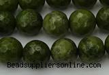 CGJ463 15.5 inches 10mm faceted round green jasper beads wholesale