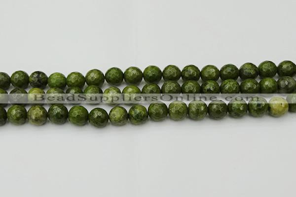 CGJ463 15.5 inches 10mm faceted round green jasper beads wholesale