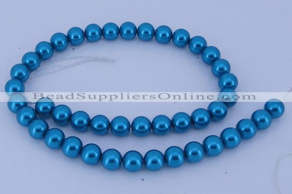 CGL255 5PCS 16 inches 10mm round dyed glass pearl beads wholesale