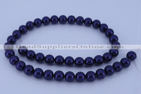 CGL276 5PCS 16 inches 12mm round dyed glass pearl beads wholesale