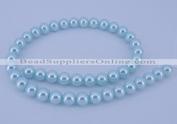 CGL345 5PCS 16 inches 10mm round dyed glass pearl beads wholesale