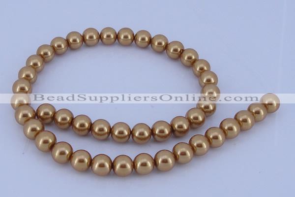 CGL63 10PCS 16 inches 6mm round dyed glass pearl beads wholesale