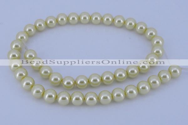 CGL82 10PCS 16 inches 4mm round dyed glass pearl beads wholesale