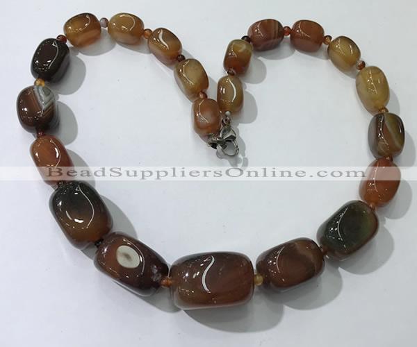 CGN102 20 inches 10*15mm - 20*30mm nuggets agate gemstone necklaces