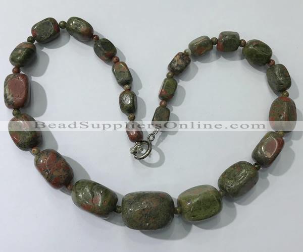 CGN127 22 inches 10*14mm - 20*30mm nuggets unakite necklaces