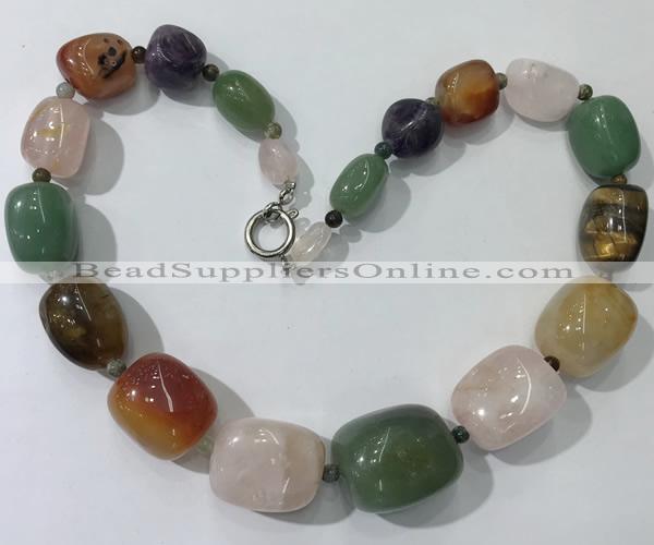 CGN130 22 inches 10*14mm - 20*30mm nuggets mixed gemstone necklaces