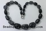 CGN132 22 inches 10*14mm - 20*30mm nuggets snowflake obsidian necklaces