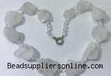 CGN140 19.5 inches 10*14mm - 20*30mm nuggets white crystal necklaces