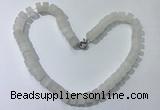 CGN170 20 inches 7*12mm - 9*12mm tyre matte white crystal necklaces