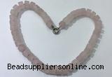 CGN171 20 inches 7*12mm - 9*12mm tyre matte rose quartz necklaces