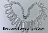 CGN185 23 inches 8*20mm - 11*60mm white crystal stick necklaces