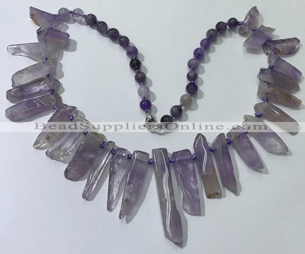 CGN187 23 inches 8*20mm - 11*60mm amethyst stick necklaces