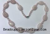 CGN200 22 inches 6mm round & 18*25mm oval rose quartz necklaces