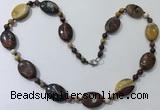 CGN204 22 inches 6mm round & 18*25mm oval mookaite necklaces