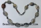 CGN215 22 inches 6mm round & 18*25mm oval agate necklaces