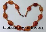 CGN218 22 inches 6mm round & 18*25mm oval agate necklaces