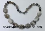 CGN250 20.5 inches 8mm round & 18*25mm oval agate necklaces