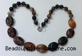 CGN252 20.5 inches 8mm round & 18*25mm oval agate necklaces