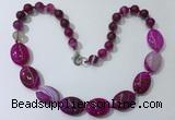 CGN253 20.5 inches 8mm round & 18*25mm oval agate necklaces