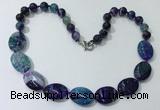 CGN255 20.5 inches 8mm round & 18*25mm oval agate necklaces