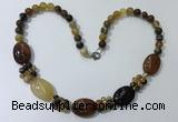 CGN272 18.5 inches 8mm round & 18*25mm oval agate beaded necklaces