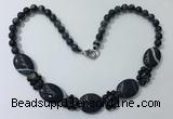 CGN278 18.5 inches 8mm round & 18*25mm oval agate beaded necklaces