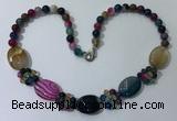 CGN279 18.5 inches 8mm round & 18*25mm oval agate beaded necklaces