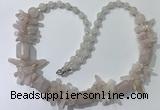 CGN300 27.5 inches chinese crystal & rose quartz beaded necklaces