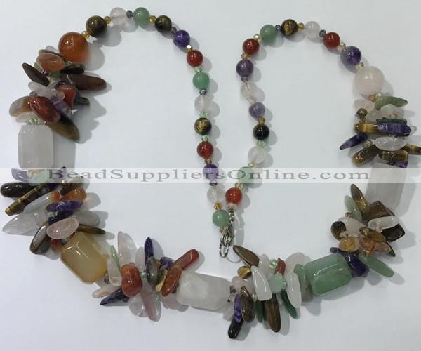 CGN318 27.5 inches chinese crystal & mixed gemstone beaded necklaces