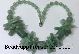 CGN336 20.5 inches chinese crystal & green aventurine beaded necklaces