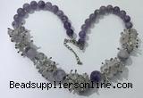 CGN351 19.5 inches chinese crystal & light amethyst beaded necklaces